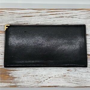 Salvatore Ferragamo Black Leather Slim Bifold Wallet w/Gilded Corners